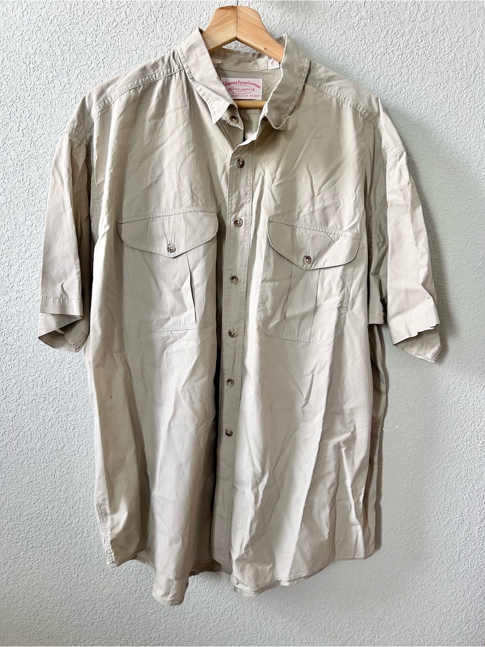 C.C. FILSON Button Up Guide Shirt Men’s Extra Large XXL Short Khaki Brown Shirt